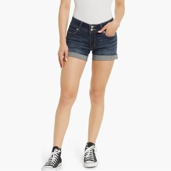 HUDSON Deborah Mid-Rise Cuffed Denim Shorts Size 23 | Dark Wash | NWT - Picture 2 of 3